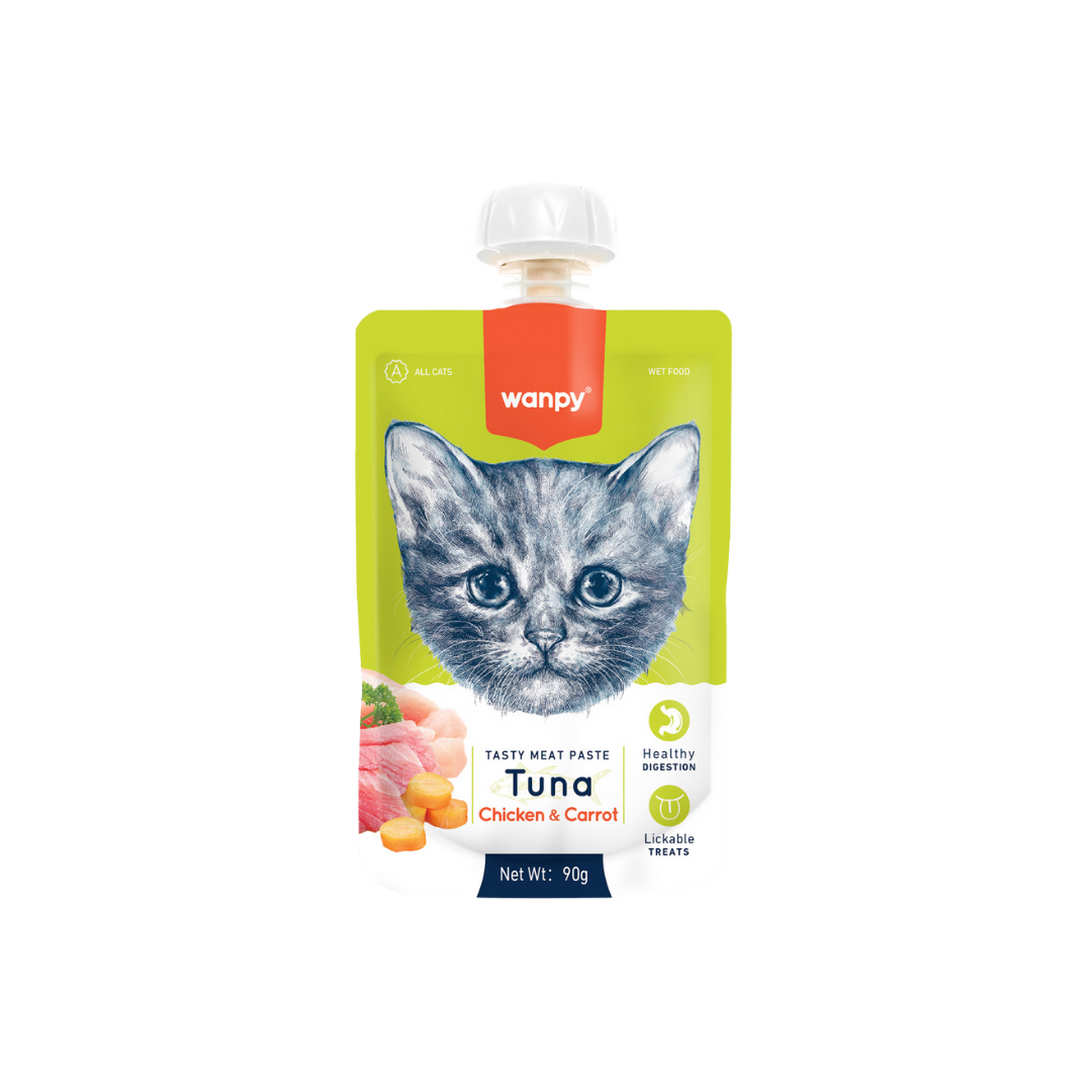Treats & vitamin website - 36 وانبي معجون لذيذ من اللحم بنكهة التونة والدجاج والجزر للقطط 90g - الصورة 1