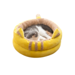 سرير قطط بفتحة علوية باللون الأصفر