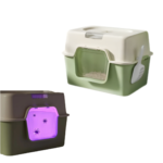 صندوق فضلات مغلق واسع للقطط مع ضوء UV – أخضر