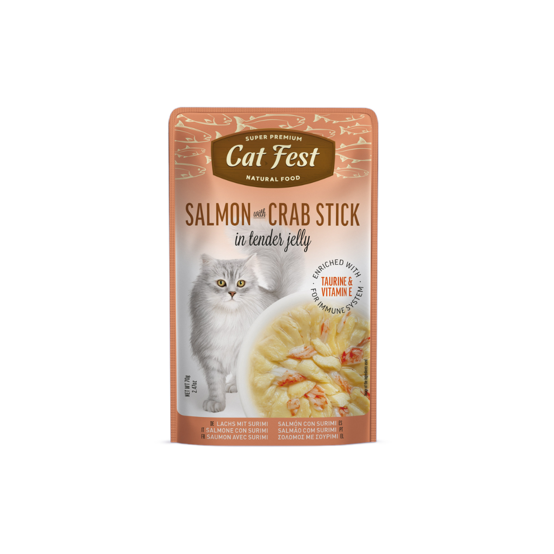 Wet food website - 173 Cat fest wet food tender jelly salmon and crab 70 grm - Image 1